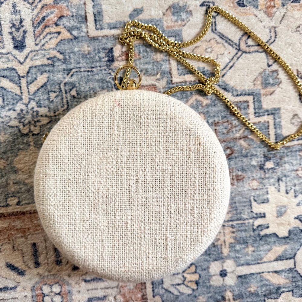 Embroidered Initial C Round Crossbody Bag – Cream - Picture 7 of 10